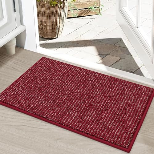 BEQHAUSE Dirt Trapper Door Mat 20" x 32", Non-Slip Washable Doormats, Red by BEQHAUSE