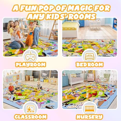 USA Map Kids Rug for Playroom, Bedroom, Classroom 3x5 - Image 5