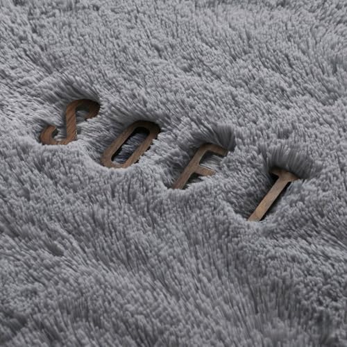 8x10 Ft Grey Fluffy Area Rug for Living Room, Soft Washable - Image 5
