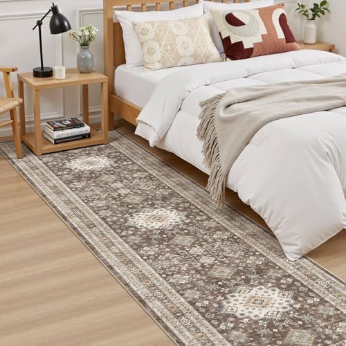 cotiled 2x8 Hallway Runner Rug for Entryway, Non-Slip Vintage, Dark Brown - Image 3