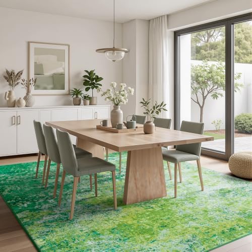 Rugflix 8x10 Green Area Rug for Living Room, Washable Colorful Abstract Rug - Image 2
