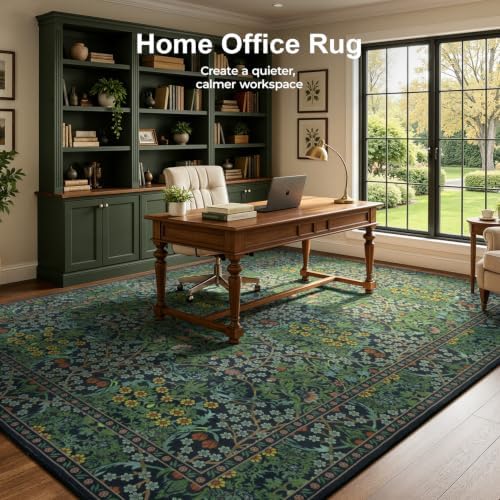 Lofus Washable Rugs for Living Room, Botanical Print Carpet Green 9 x 12 - Image 3