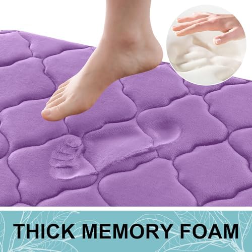 OLANLY Memory Foam Bath Mat Rug 47x17, Ultra Soft Bathroom Rugs, Lavender - Image 3