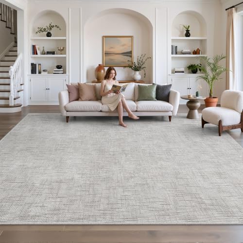 8x10 Area Rugs for Living Room, Soft High-Low Pile Large Washable Rug, Grey - Image 3