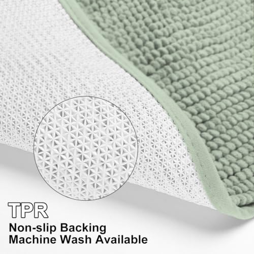 Urvoix Bathroom Rugs Sets 3 Piece, Chenille Bath Mat Set, Light Sage - Image 6