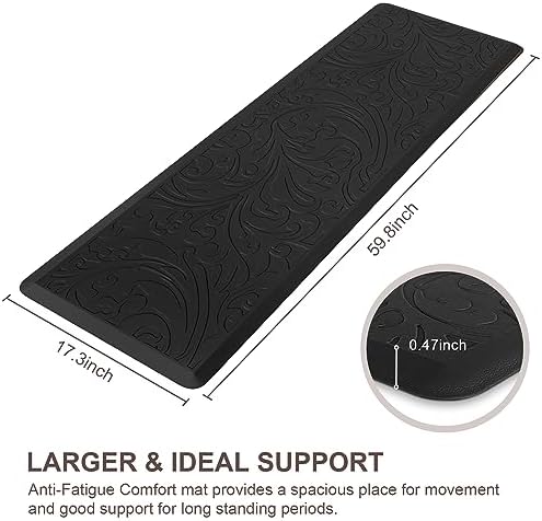 KMAT Kitchen Mat Cushioned Anti-Fatigue Waterproof Non-Slip Standing Mat Ergonomic Comfort Rug for Home,Office,Sink,Laundry,Desk 17.3" (W) x 60"(L),Black - Image 2