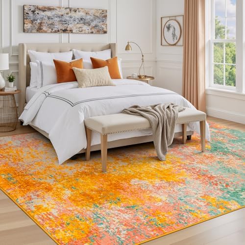 Rugflix 5x7 Orange Area Rug for Living Room, Washable Colorful Rug - Image 3