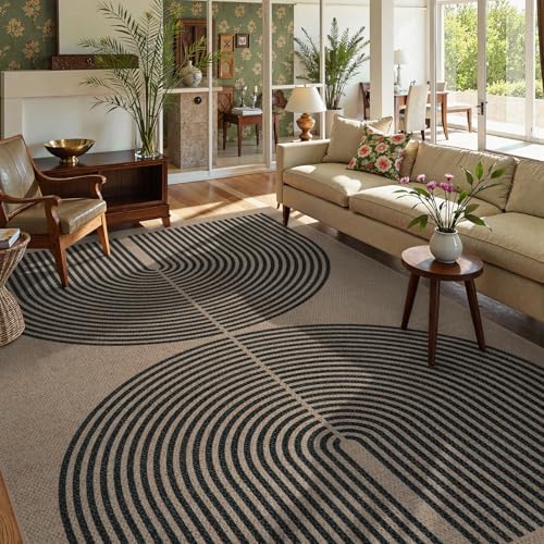 Lahome Modern Rainbow Easy Jute 9x12 Rug, Large Non Slip Indoor Outdoor Rug by Lahome