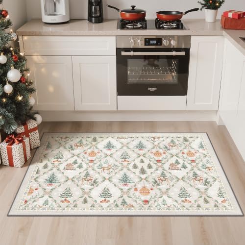 Madane Christmas Area Rug 2x3, Grey Entryway Xmas Carpet Holiday Decor - Image 2