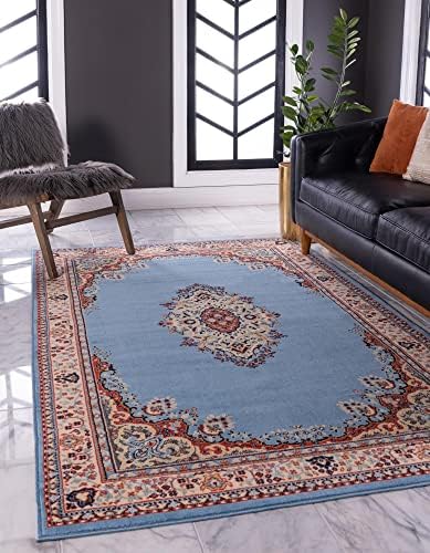 Unique Loom Reza Collection Traditional Persian Style Area Rug, 2 ft 2 in x 3 ft, Light Blue/Ivory by UniqueLoom