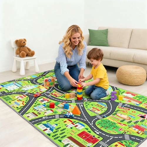 BENRON Community Car Play Rug 3x5 for palyroom, Educational Play Mat - Image 3