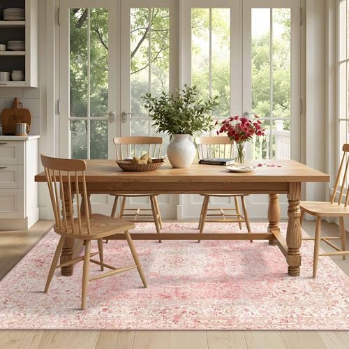 Washable Rugs for Living Room 5x7 Pink Area Rug for Girls Bedroom - Image 5