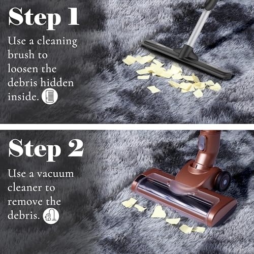 ONASAR 6x9 Area Rugs for Living Room Bedroom, Tie-Dyed Dark Grey Large Fluffy Bedside Throw Rug, Soft Plush Shaggy Fuzzy Floor Carpet for Nursery Kids Girls Boys Teen Dorm Home Decor - Image 6