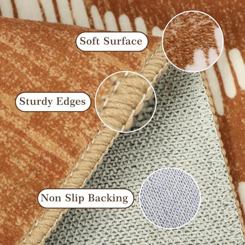 Boho Hallway Runner Rugs 2.6x14ft Non Slip, Long Brown Washable Entryway Rug Runners Non Shedding, Geometric Kitchen Floor Carpets for Doorway Entrance Farmhouse Living Room Home Decor - Image 6
