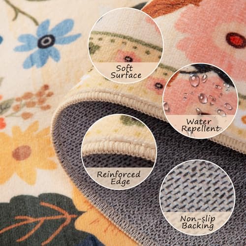 RELEANY Floral Washable 9x12 Area Rugs Yellow/Orange - Image 3