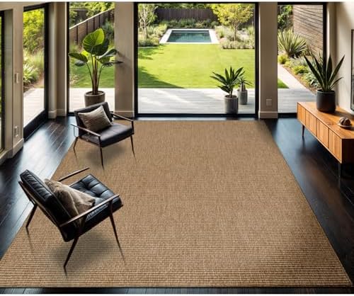 CAMILSON Easy Jute Rug 8x10, Indoor Outdoor Natural Color Farmhouse Area Rugs for Living Room Patio and Kitchen Rug, Solid Boho Woven Design, Easy-Cleaning, Washable Outside Carpet Alfombras (8 x 10) by CAMILSONIndoorOutdoorAreaRugs