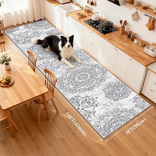 HEBE Hallway Runner Rug 3'x14', Washable Non Slip Kitchen Rug Runner - Image 2