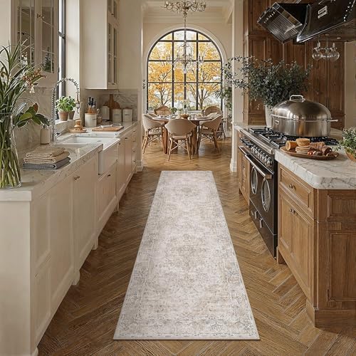 HUGEAR Beige Runner Rugs 2x8 Washable Rug Indoor Carpet by HUGEAR