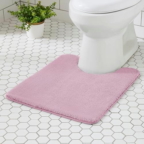 MINIDEAR Toilet Rugs 24x20 - U Shaped Pink Thick Memory Foam Contour Rugs,Ultra Soft & Plush Fluffy, Non-Slip, Quick Dry, Absorbent Washable Floor Microfiber Mat for Home Decor Accessories by MINIDEAR