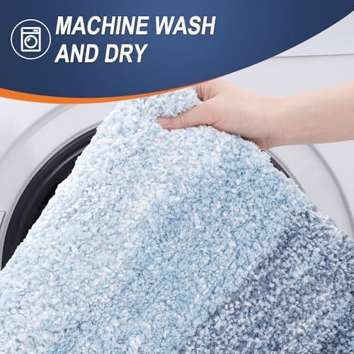 OLANLY Micorfiber Bathroom Rug Set 2 Piece, Soft Absorbent Bath Mats, Blue - Image 5
