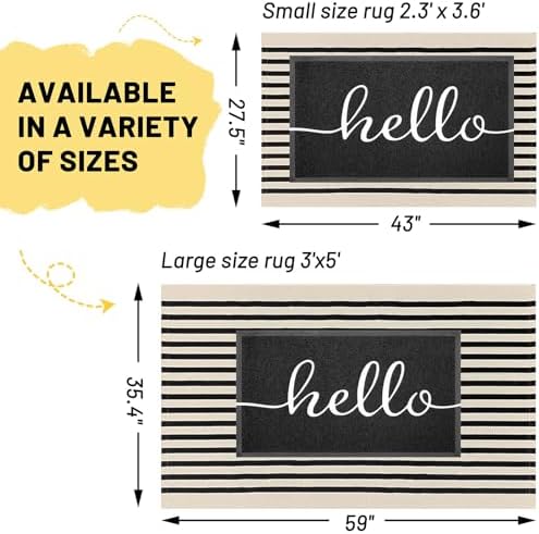 KILOCOCO Beige Striped Rug 3x5 ft Indoor Washable Rugs Front Door Rugs - Image 2