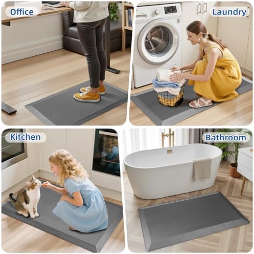 Tyrot Extra Thick Anti Fatigue Mat for Kitchen Floor, 20x32+20x48, Grey - Image 5