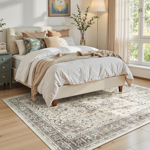 5x7 Area Rugs for Living Room, Boho Washable Bedroom Rug Camel - Image 2