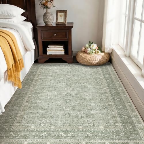 OPPODREAM Vintage Light Green Area Rugs 4x6, Washable Rug for Living Room by OPPODREAM