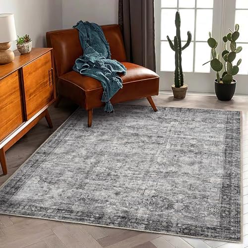 CHAMPLANT Area Rug 6'x9' Washable Vintage Traditional Floor Cover Thin Retro Kitchen Indoor Distressed Non Slip Carpet for Living Room Bedroom Dining Room - Image 2