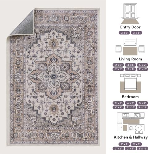 6X9 Area Rugs for Living Room, Washable Area Rug, Brown - Image 2