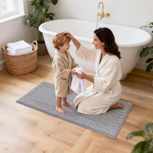 Pauwer Bathroom Rugs Set 5 Piece, Microfiber Bath Mat Set, Light Grey - Image 7