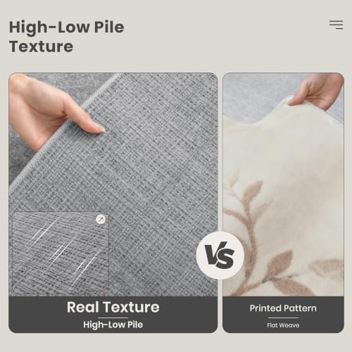Valenrug 5x8 Area Rug, High-Low Pile Washable Rugs for Living Room, Grey - Image 5