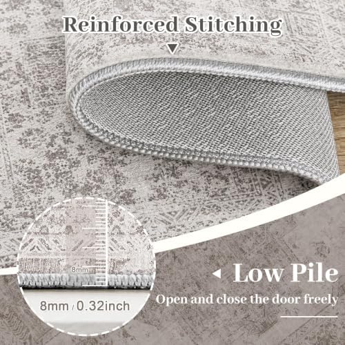 XLUEZ Area Rug 6x9 Living Room Rug, Machine Washable Vintage Distressed Medallion Rug Non-Slip Soft Low Pile Large Indoor Rugs for Bedroom Kitchen Dining Room Office(Grey,6'x9') - Image 7