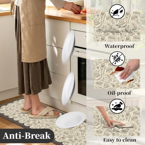2PCS Vintage Anti-Fatigue Kitchen Mats, Non-Slip Waterproof Rugs for Floor - Image 6