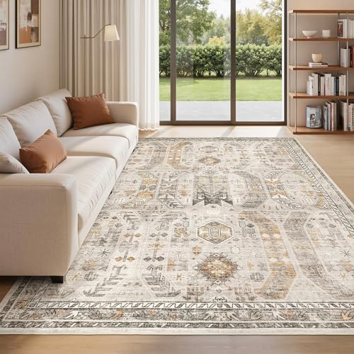 befbee 6x9 Washable Area Rug, Non Slip Rug for Living Room Brown by Befbee