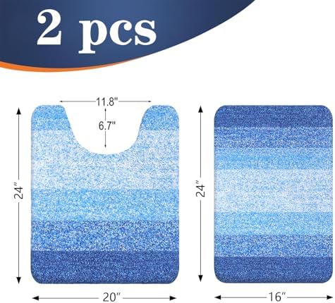 OLANLY Micorfiber Bathroom Rug Set 2 Piece, Soft Bath Mat, Light Royal Blue - Image 2
