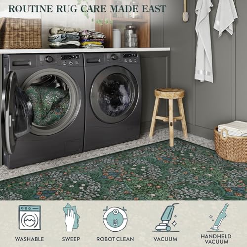 Lahome Floral Entryway Rug, 2x3 Kitchen Rugs Non Slip Washable Boho Green - Image 4