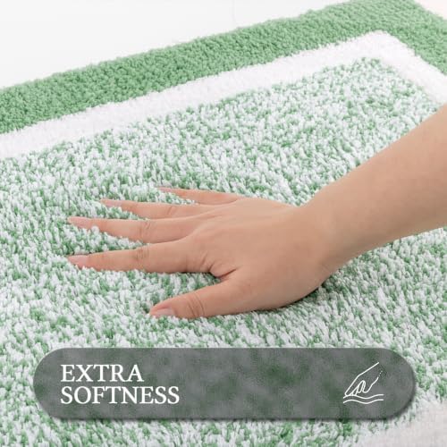 Pauwer Bathroom Rugs 3 Piece Set, Non Slip Washable Bath Mat, Green - Image 3