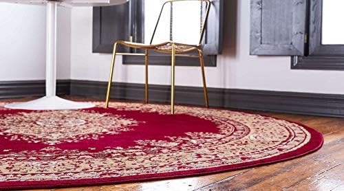 Unique Loom Reza Collection Traditional Persian Style Area Rug, 8' 0" x 8' 0", Burgundy/Ivory - Image 4