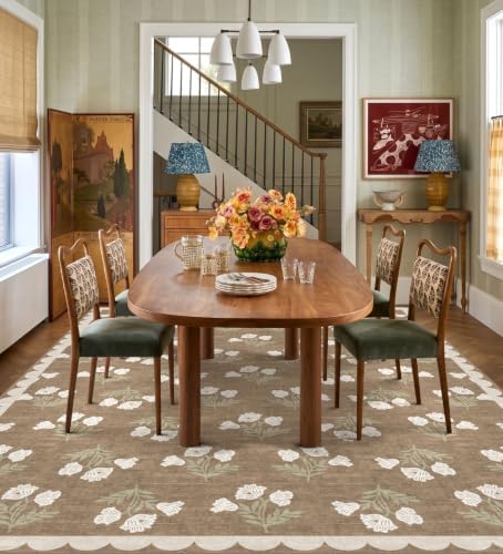 Tan 9x12 Area Rug for Living Room - Soft Washable Boho Bedroom Rug - Image 5