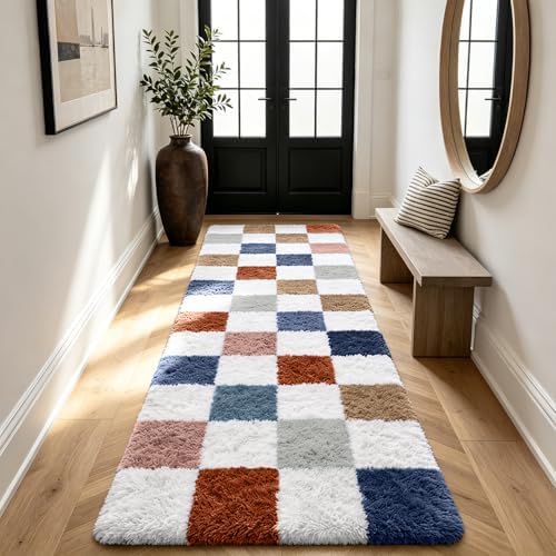 Shag Runner Rug for Bedroom Living Room 3x7 Upgrade Non-Slip Fluffy Soft Bedside Rugs,Colorful Shaggy Carpet for Livingroom Dorm Home Decor Aesthetic - Image 4