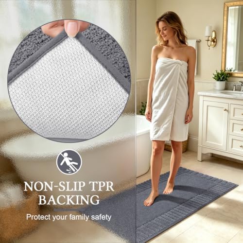Pauwer Bathroom Rugs Sets 2 Piece, Non Slip Plush Bath Mats, Dark Grey - Image 5