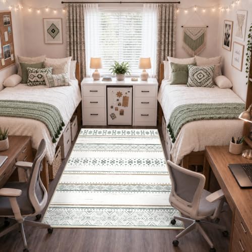 4x6 Washable Area Rugs for Living Room Boho Bedroom Rug Green/Brown by BESTSWEETIE