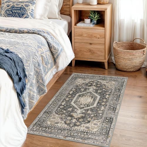 KUTA Vintage Entryway Rugs Indoor Hazel Washable Rug 2x3 Floral Doormat - Image 4