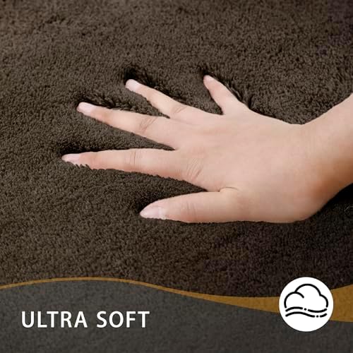MINIDEAR Bathroom Rugs 36x24 Brown - Thick Memory Foam Bath Mat, Ultra Soft & Plush Fluffy, Non-Slip, Quick Dry, Absorbent Washable Floor Microfiber Mat for Tub, Home Decor Accessories - Image 3