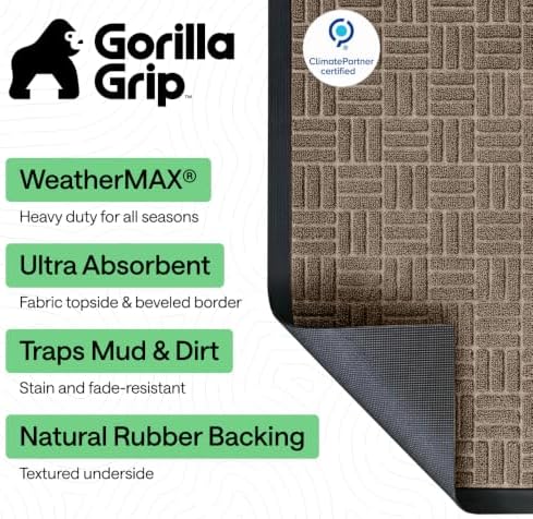 GORILLA GRIP WeatherMAX Door Mat, Indoor Outdoor Use, 47x35, Beige Maze - Image 2