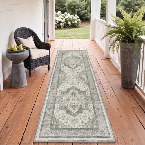 GENIMO 5x8 Outdoor Rug, Washable for Patio and Deck, Sage Ivory - Image 5