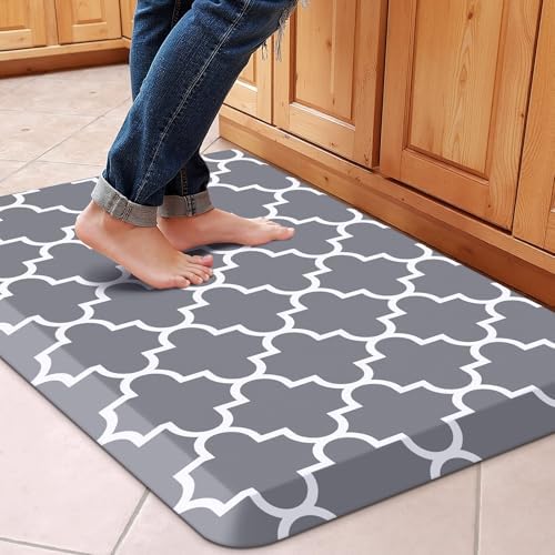 WISELIFE Anti Fatigue Mats for Kitchen Floor, 20" x 32", 4/5 Inch, Grey by WiseLife
