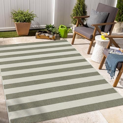 OJIA Striped Outdoor Area Rug 4'x6' Washable Patio Rugs Front Porch Rug - Image 6