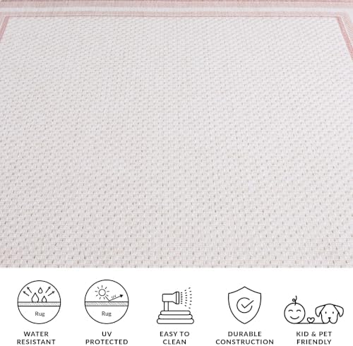 SAFAVIEH Washable Rug Outdoor Courtyard Collection - 4' x 5'7", Ivory & Pink, Non-Shedding & Easy to Clean, Ideal for Patio, Backyard, Mudroom (CY8475-56212) - Image 7